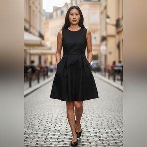 Elegant Black Flare  Dress With Pockets